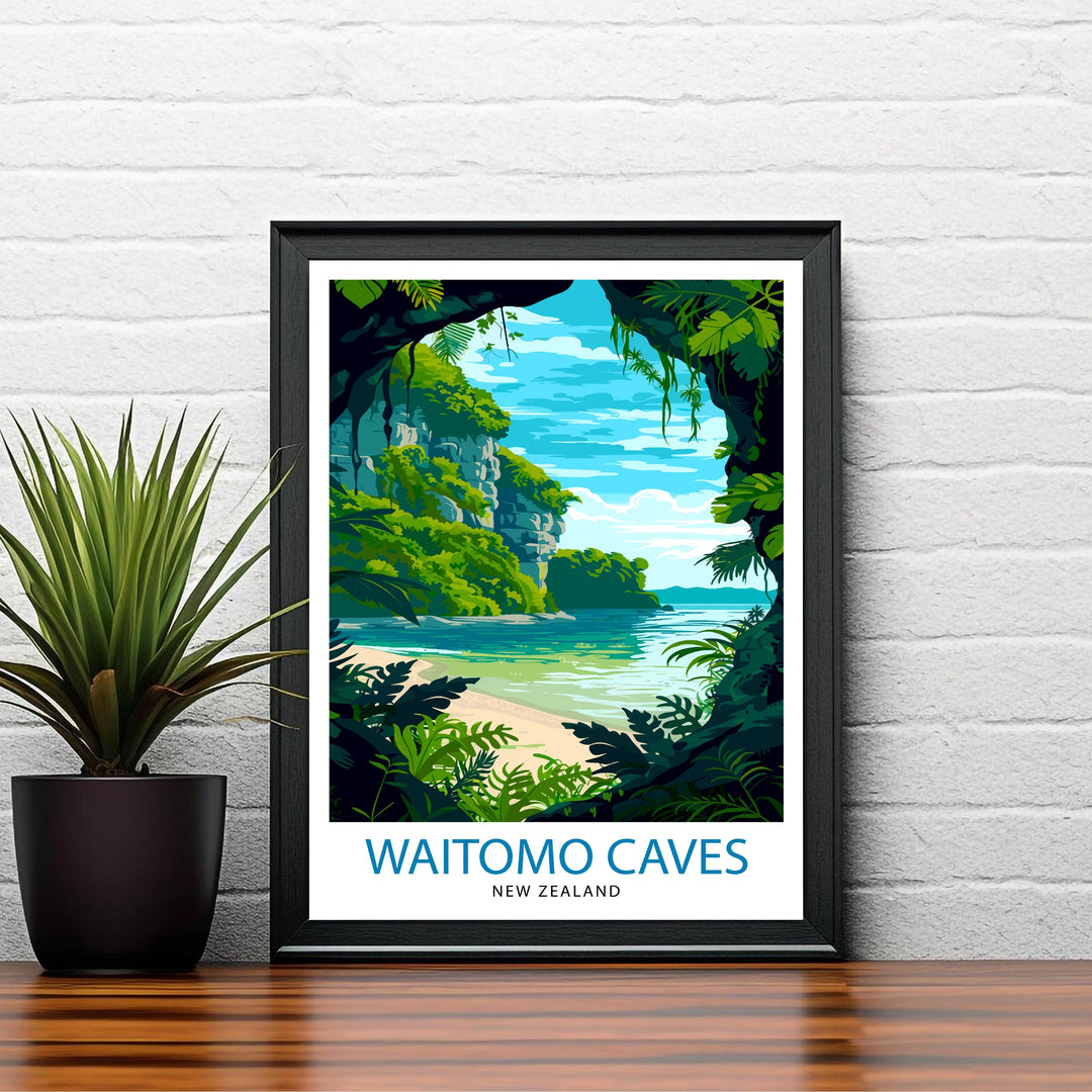 Waitomo Caves New Zealand Travel Poster