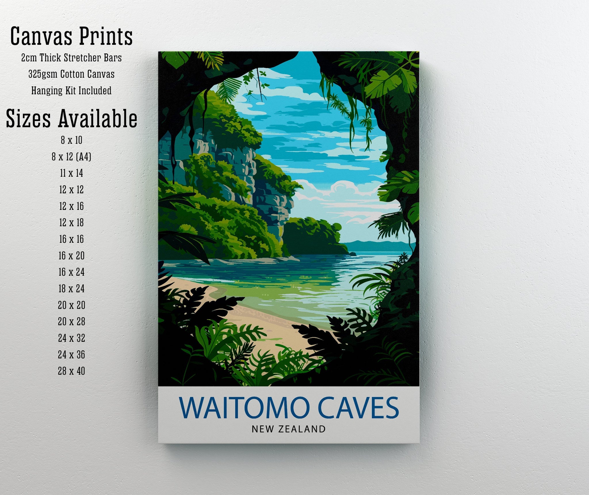 Waitomo Caves New Zealand Travel Print Wall Decor Wall Art Waitomo Caves Wall Hanging Home Décor Waitomo Caves Gift Art Lovers New Zealand