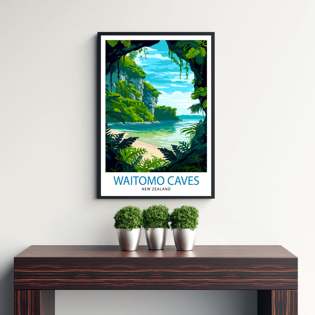 Waitomo Caves New Zealand Travel Poster