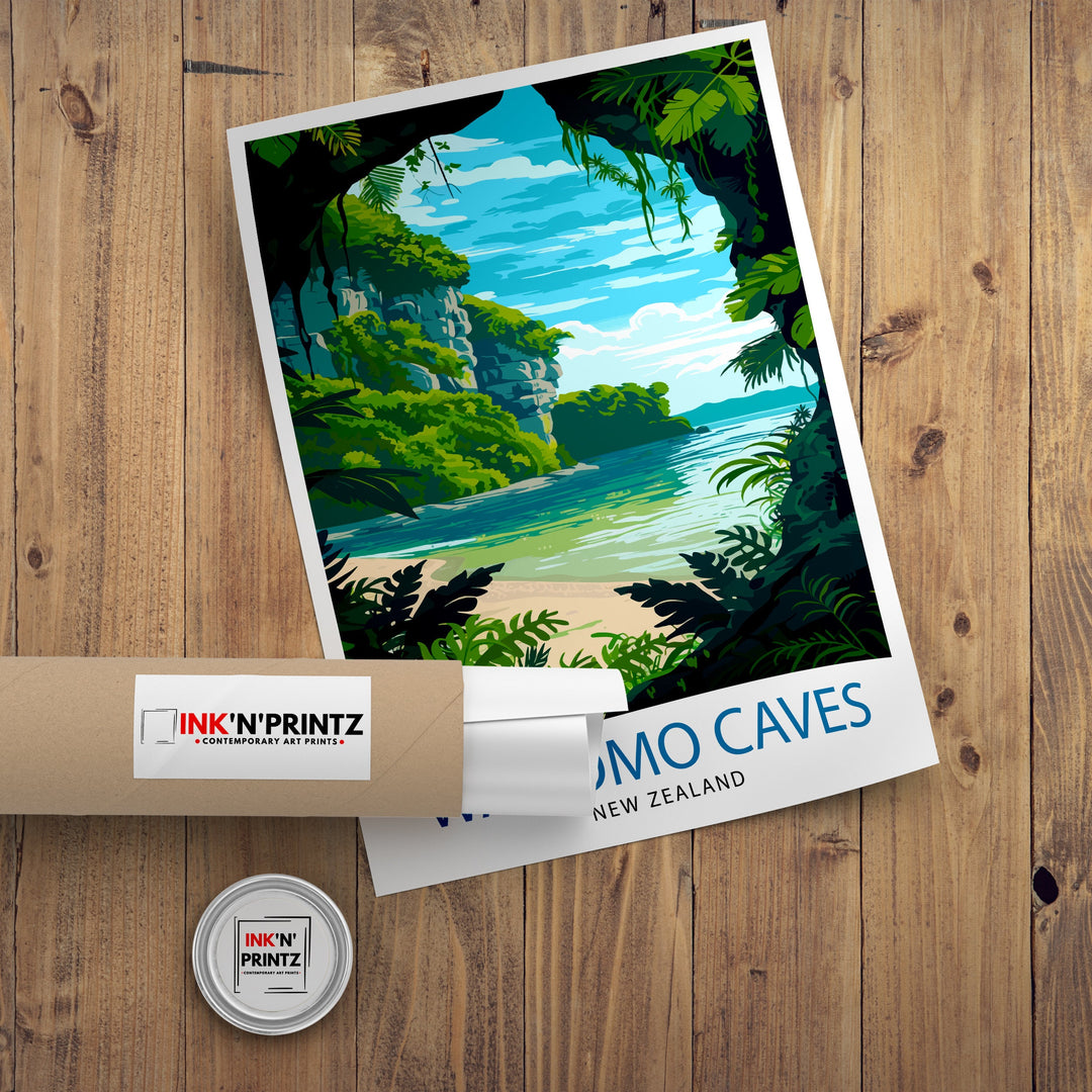 Waitomo Caves New Zealand Travel Poster