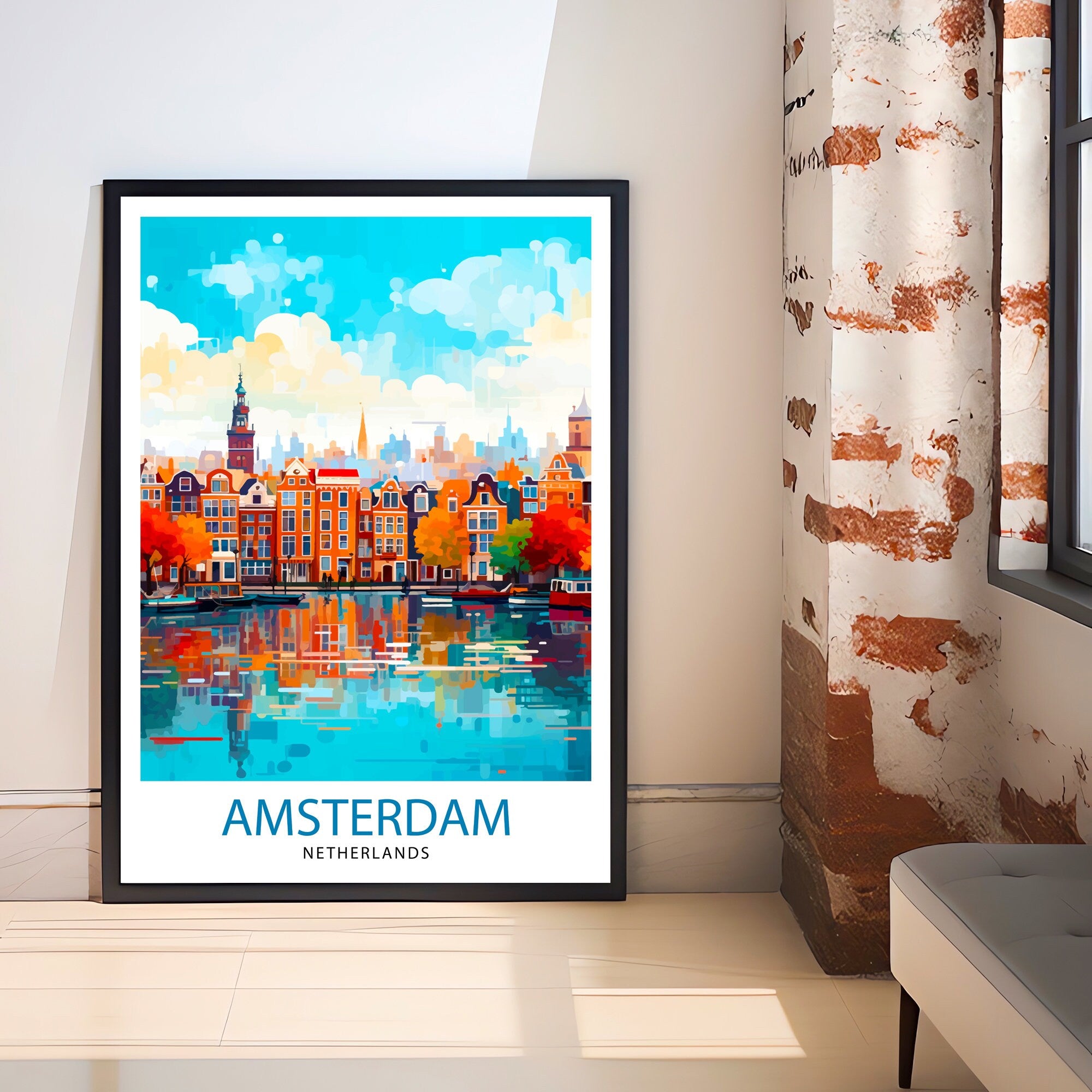 Amsterdam Netherlands Travel Print Wall Decor Wall Art Amsterdam Wall Hanging Home Décor Amsterdam Gift Art Lovers Netherlands Art