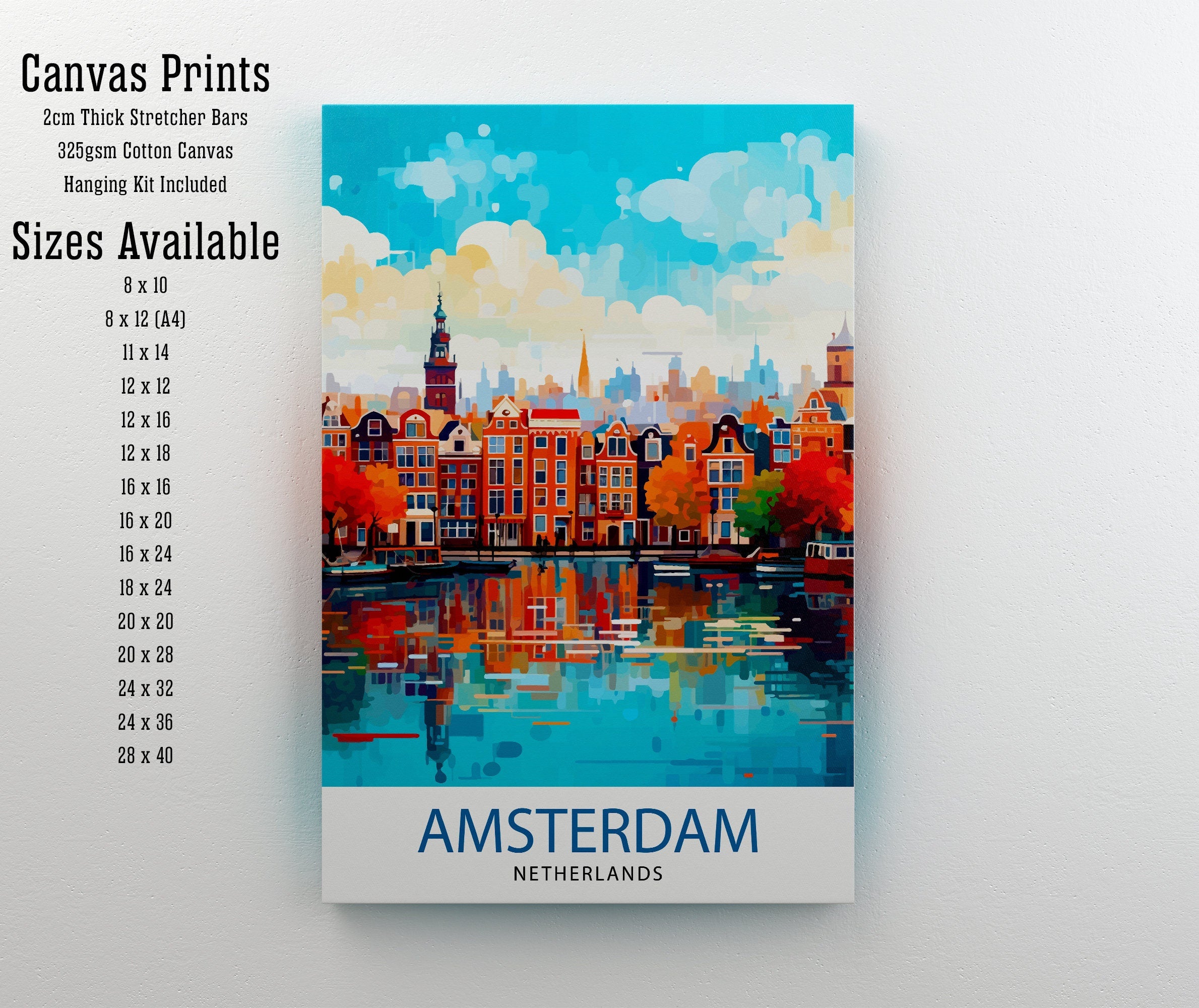 Amsterdam Netherlands Travel Print Wall Decor Wall Art Amsterdam Wall Hanging Home Décor Amsterdam Gift Art Lovers Netherlands Art