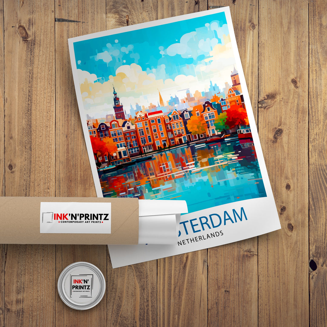 Amsterdam Netherlands Travel Poster