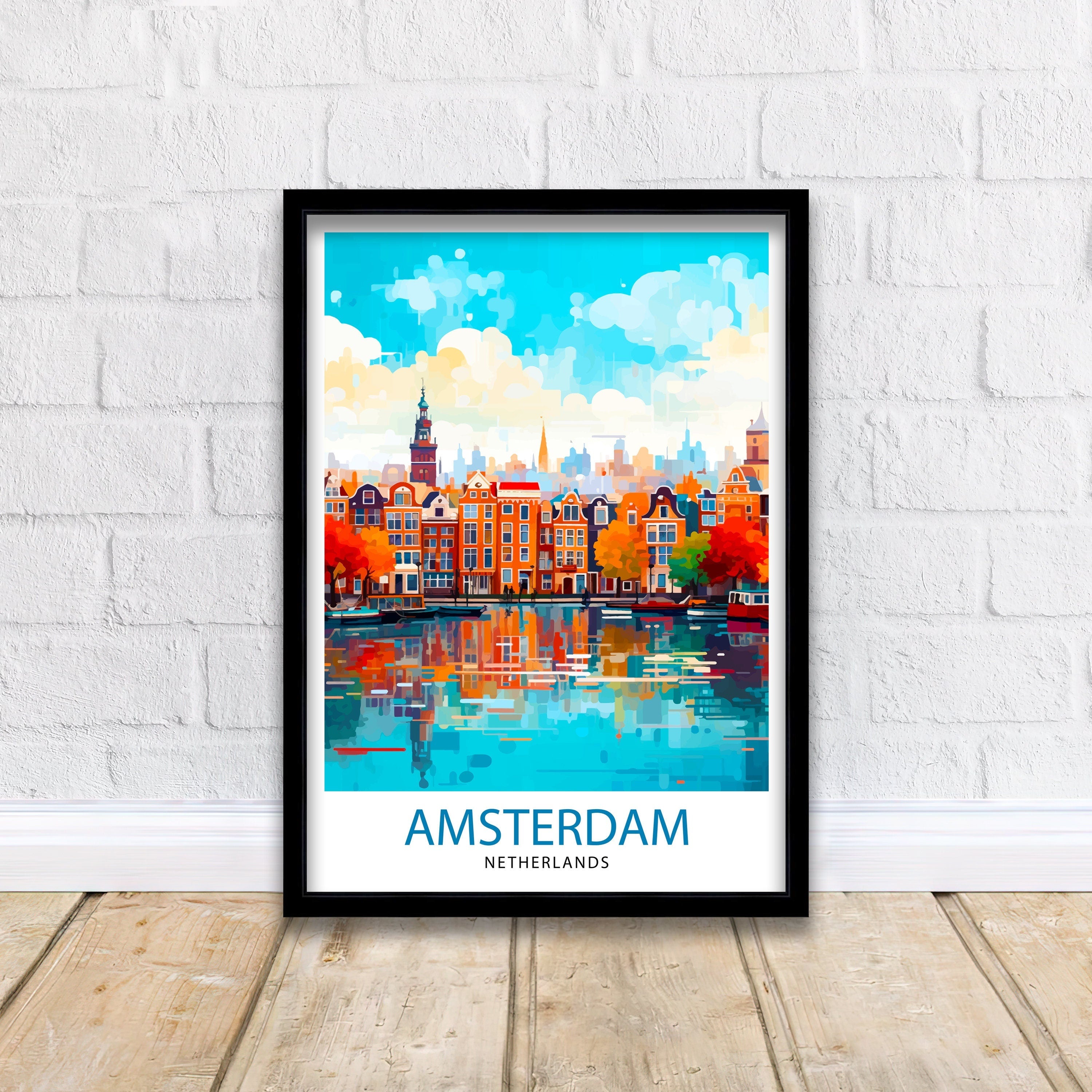 Amsterdam Netherlands Travel Print Wall Decor Wall Art Amsterdam Wall Hanging Home Décor Amsterdam Gift Art Lovers Netherlands Art