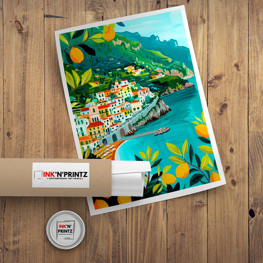 Amalfi Coast Italy Travel Poster