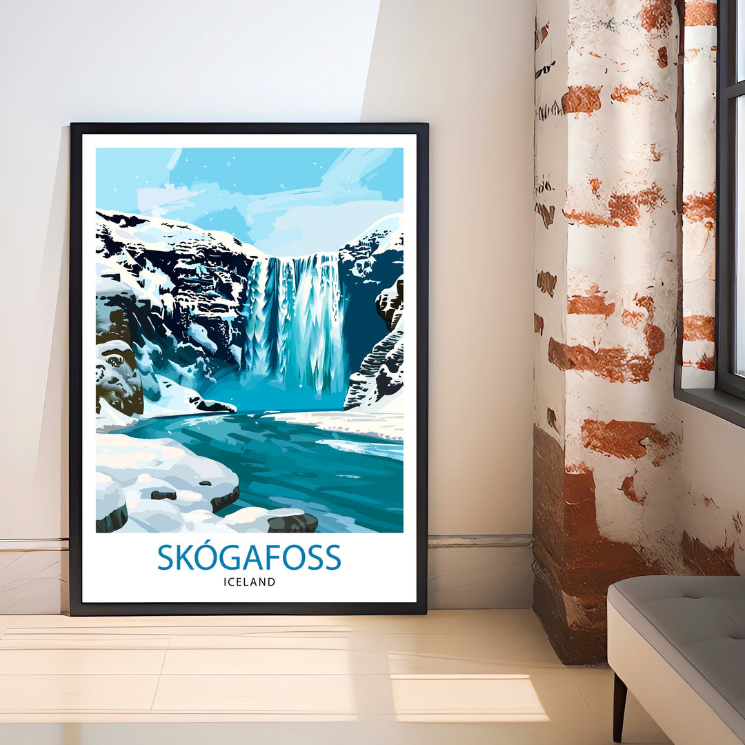 Skogafoss Waterfall Iceland Travel Print Wall Decor Wall Art Skogafoss Wall Hanging Home Décor Skogafoss Gift Art Lovers Iceland Art Lover