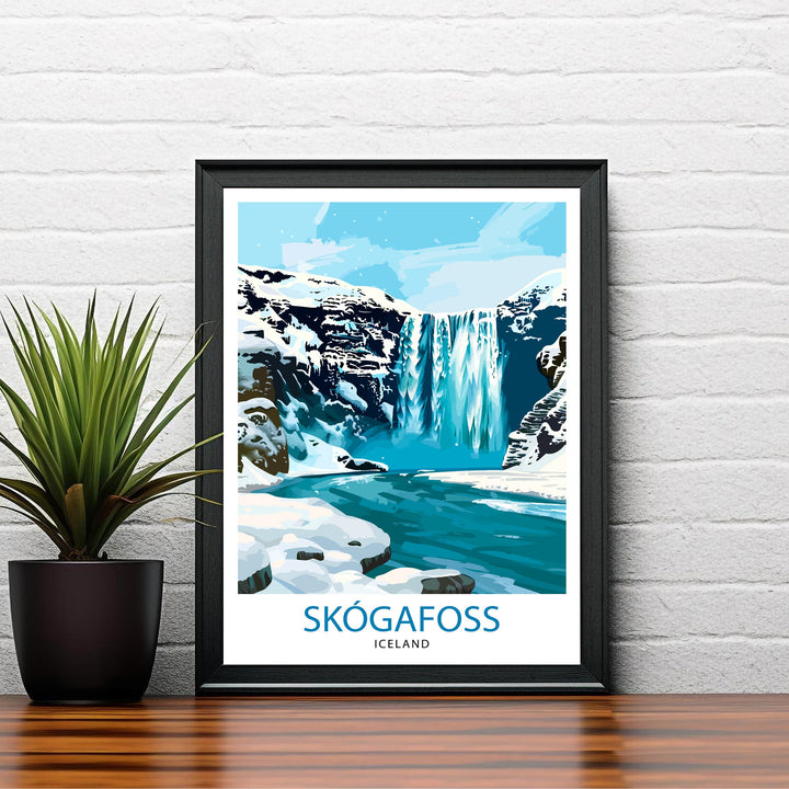 Skogafoss Waterfall Iceland Travel Print Wall Decor Wall Art Skogafoss Wall Hanging Home Décor Skogafoss Gift Art Lovers Iceland Art Lover