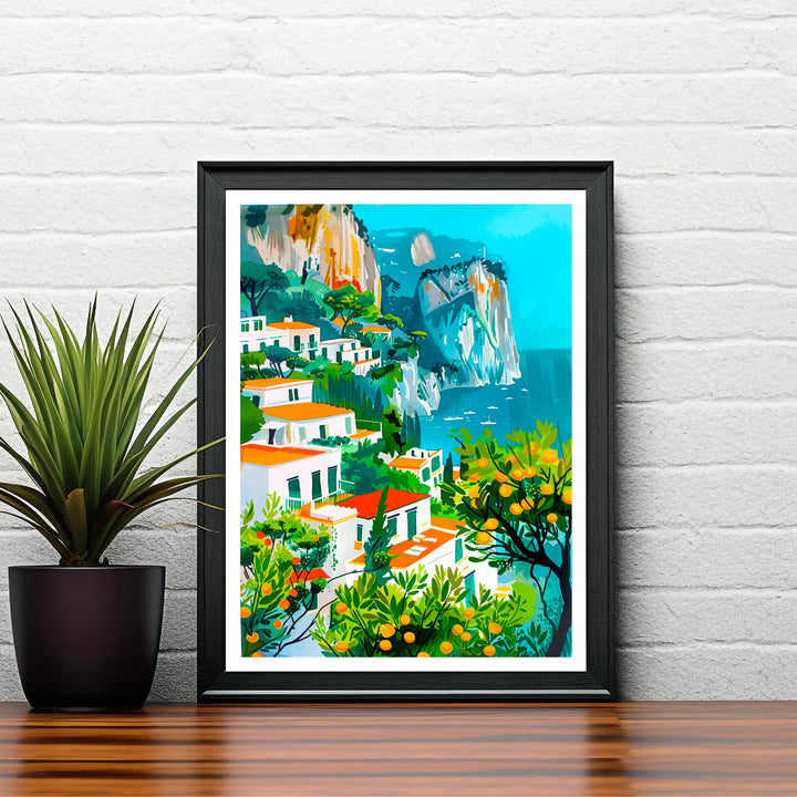 Capri Italy Travel Print Capri Wall Decor Capri Home Living Decor Capri Italy Illustration Travel Poster Gift for Capri Italy Home Decor