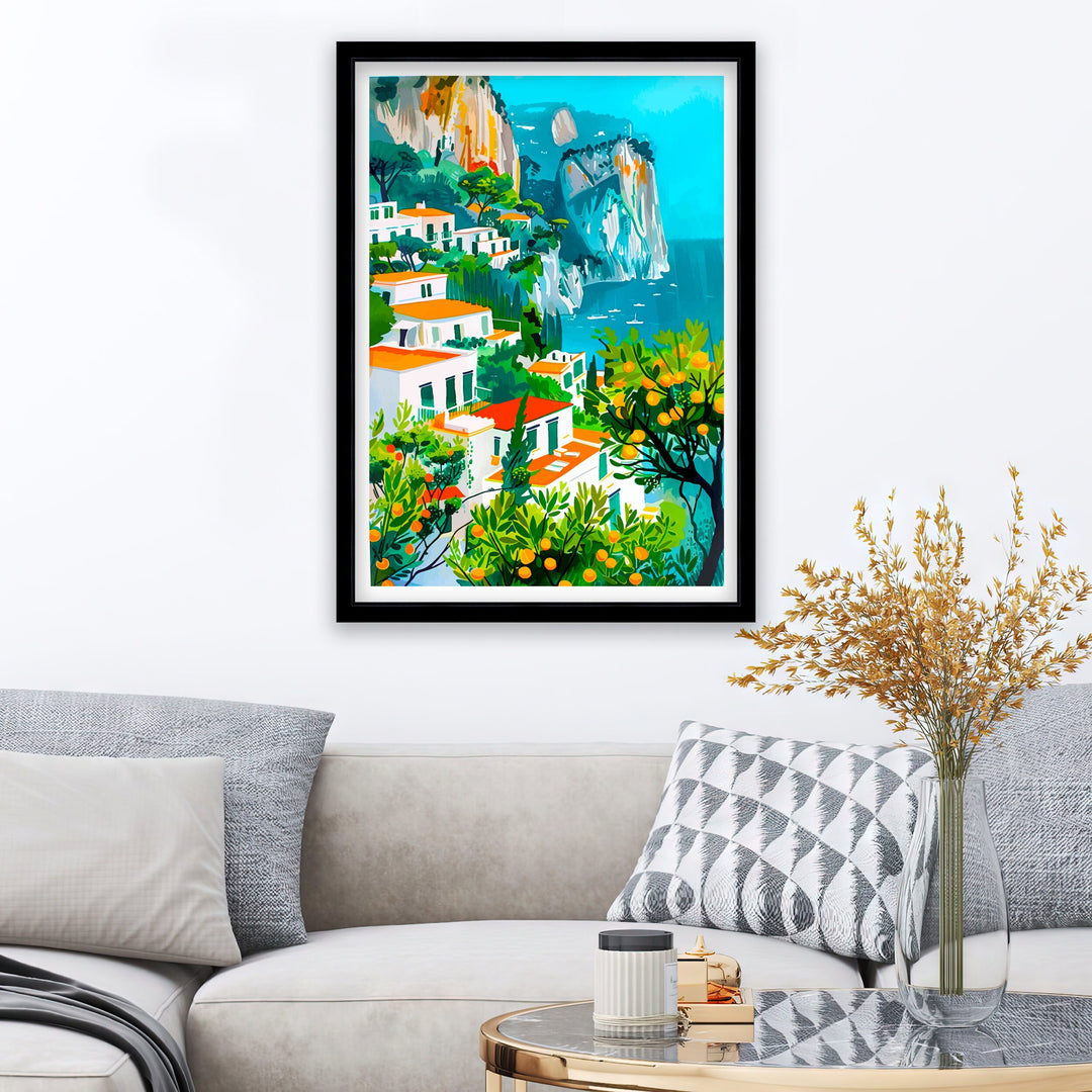 Capri Italy Travel Print Capri Wall Decor Capri Home Living Decor Capri Italy Illustration Travel Poster Gift for Capri Italy Home Decor