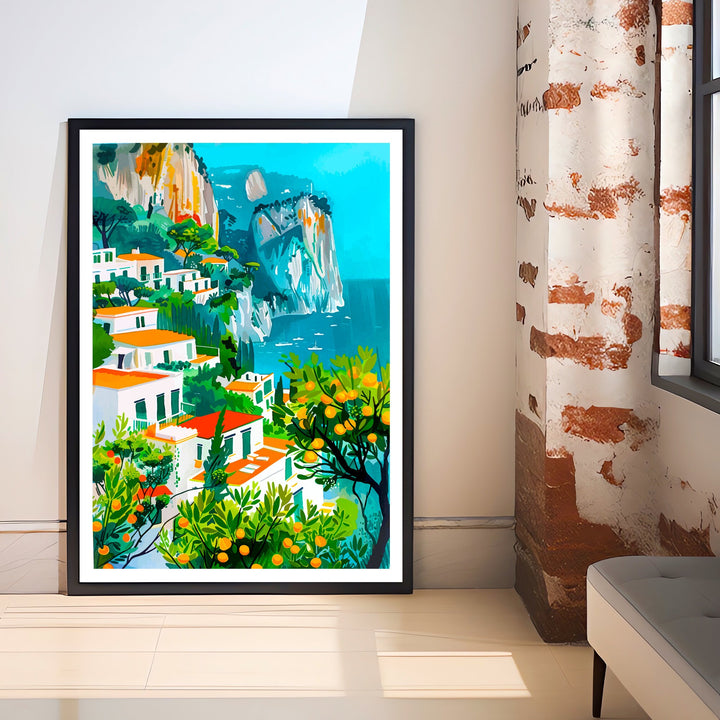 Capri Italy Travel Print Capri Wall Decor Capri Home Living Decor Capri Italy Illustration Travel Poster Gift for Capri Italy Home Decor