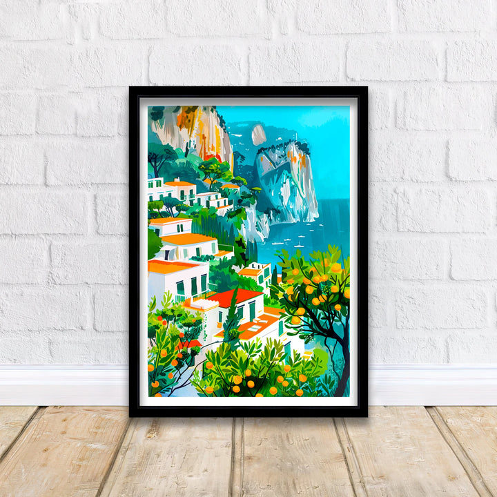 Capri Italy Travel Print Capri Wall Decor Capri Home Living Decor Capri Italy Illustration Travel Poster Gift for Capri Italy Home Decor