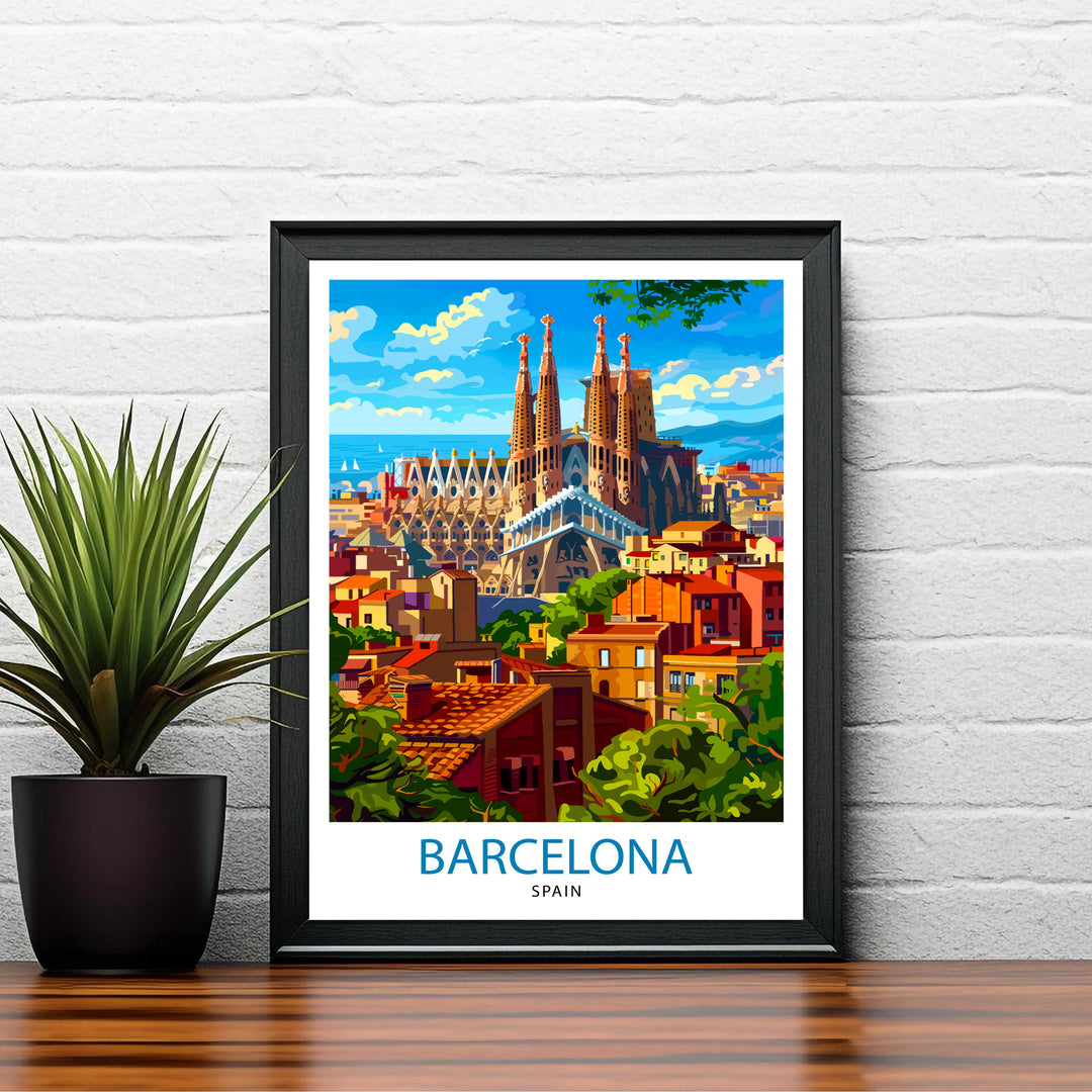 Barcelona Spain Travel Poster Barcelona