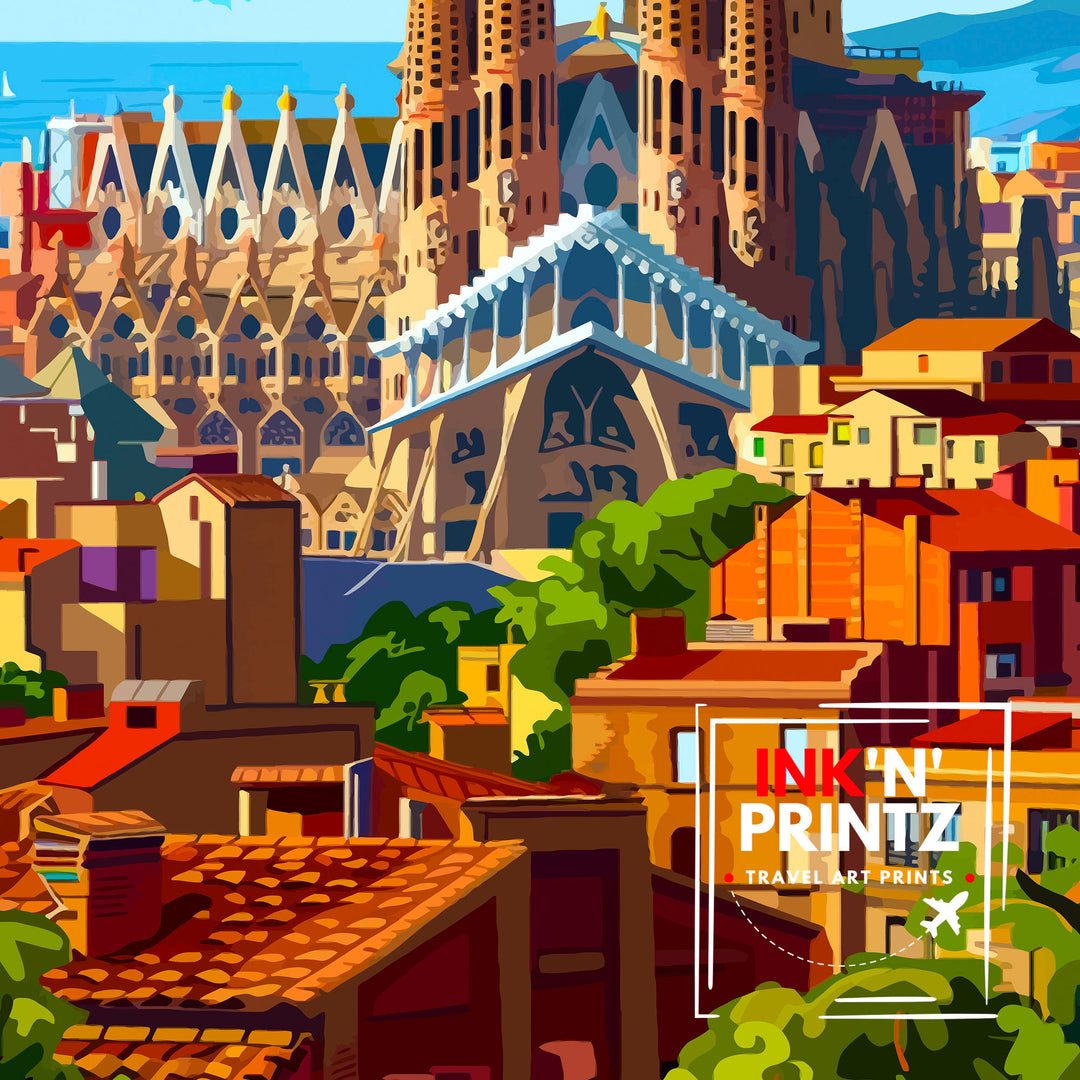 Barcelona Spain Travel Poster Barcelona