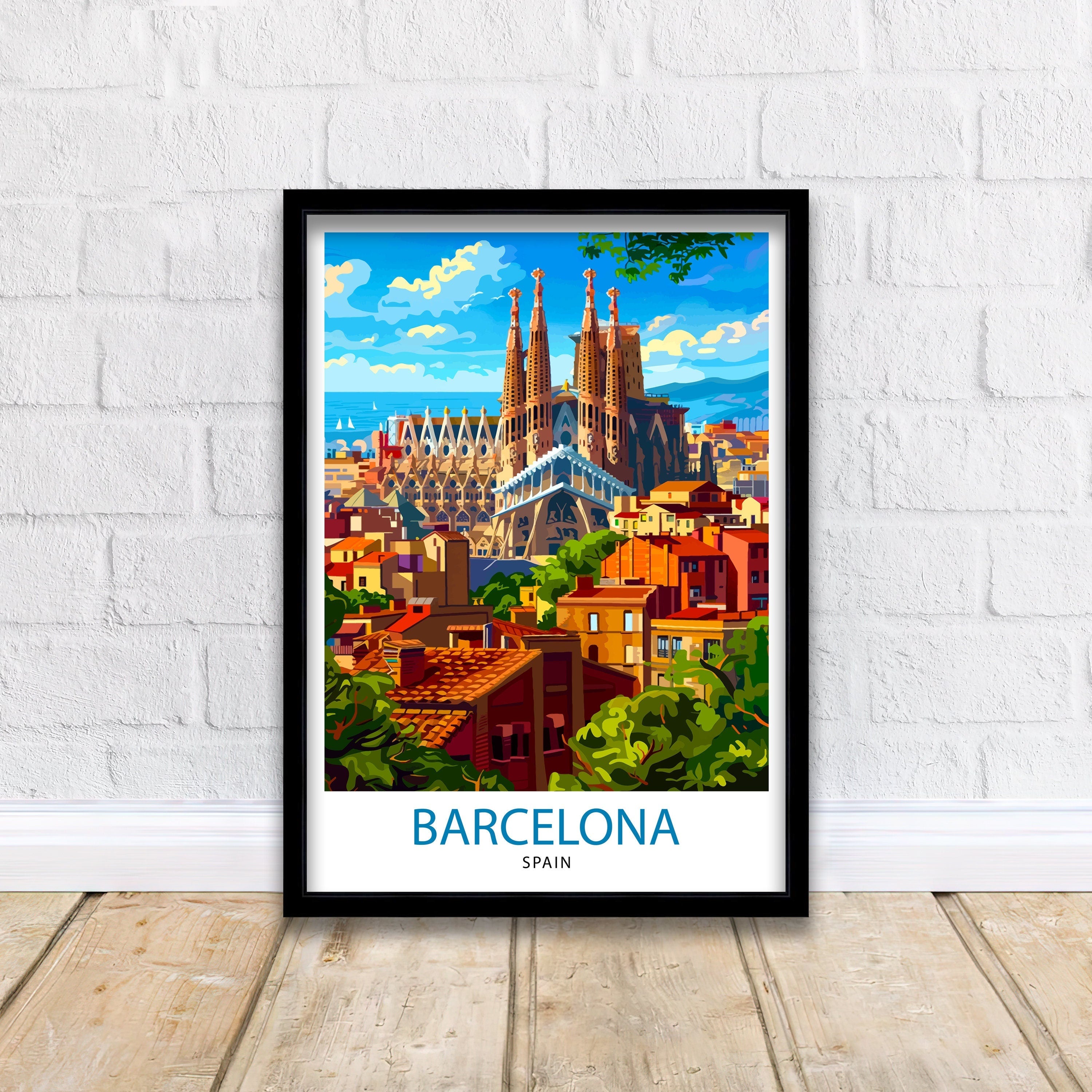 Barcelona Spain Travel Print Barcelona Wall Decor Spain Illustration Travel Poster Barcelona Gift Spain Home Decor