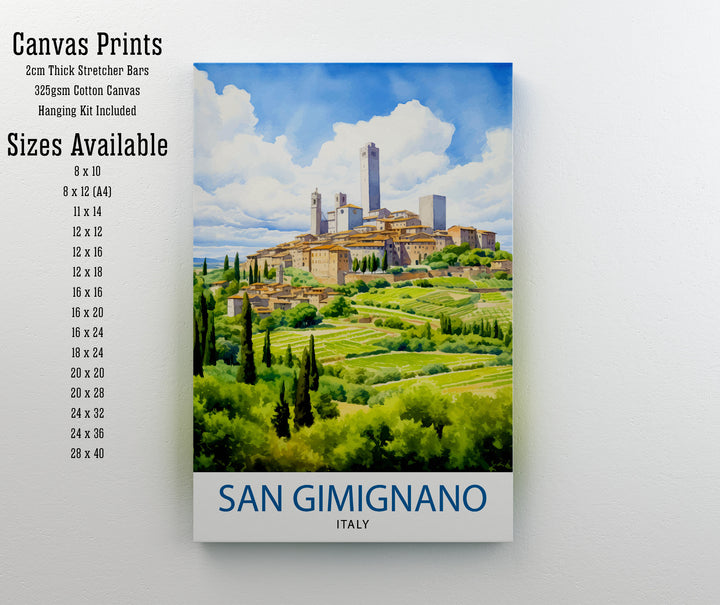 San Gimignano Italy Travel Print Wall Decor Wall Art San Gimignano Wall Hanging Home Décor San Gimignano Gift Art Lovers Italy Art Lover