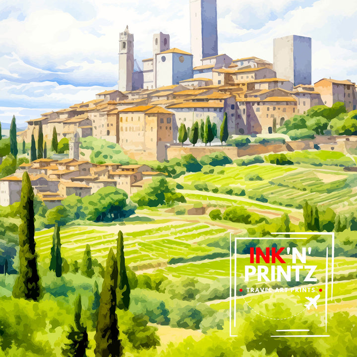 San Gimignano Italy Travel Poster