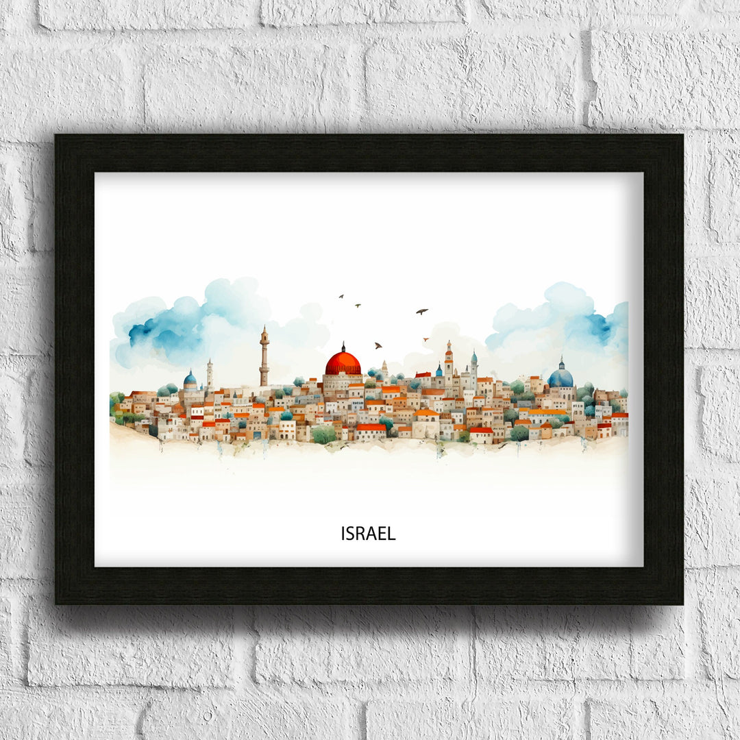 Israel Skyline Travel Print Wall Decor Wall Art Israel Skyline Wall Hanging Home Décor Israel Gift Art Lovers Israel Art Lover Gift Print