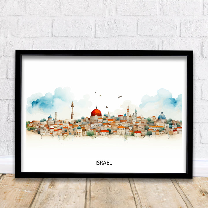 Israel Skyline Travel Print Wall Decor Wall Art Israel Skyline Wall Hanging Home Décor Israel Gift Art Lovers Israel Art Lover Gift Print