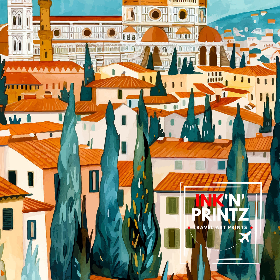 Florence Italy Travel Print Florence Wall Decor Florence Home Living Decor Florence Italy Illustration Travel Poster Gift for Florence