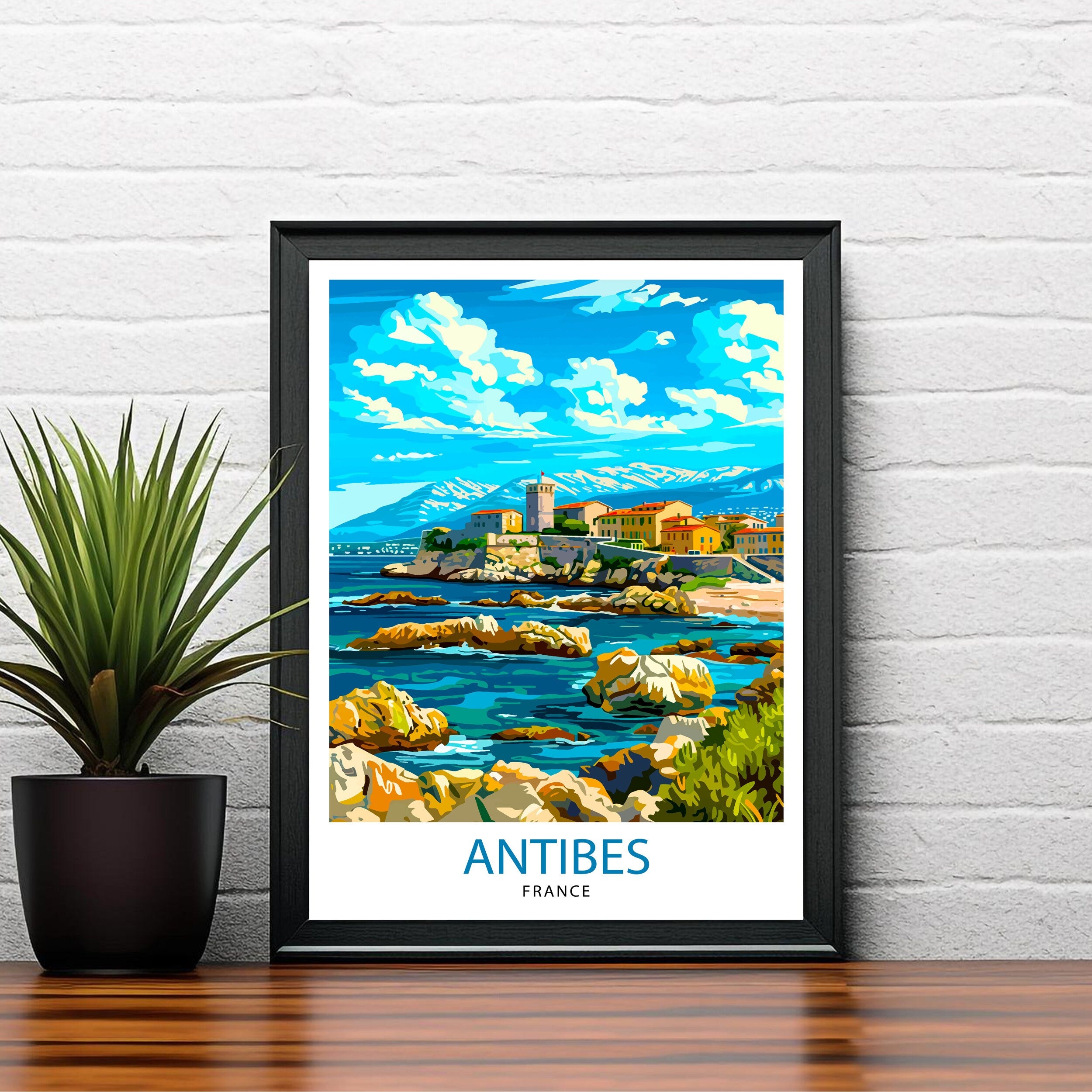 Antibes France Travel Print Antibes Wall Decor Antibes Home Living Decor Antibes France Illustration Travel Poster Gift for Antibes