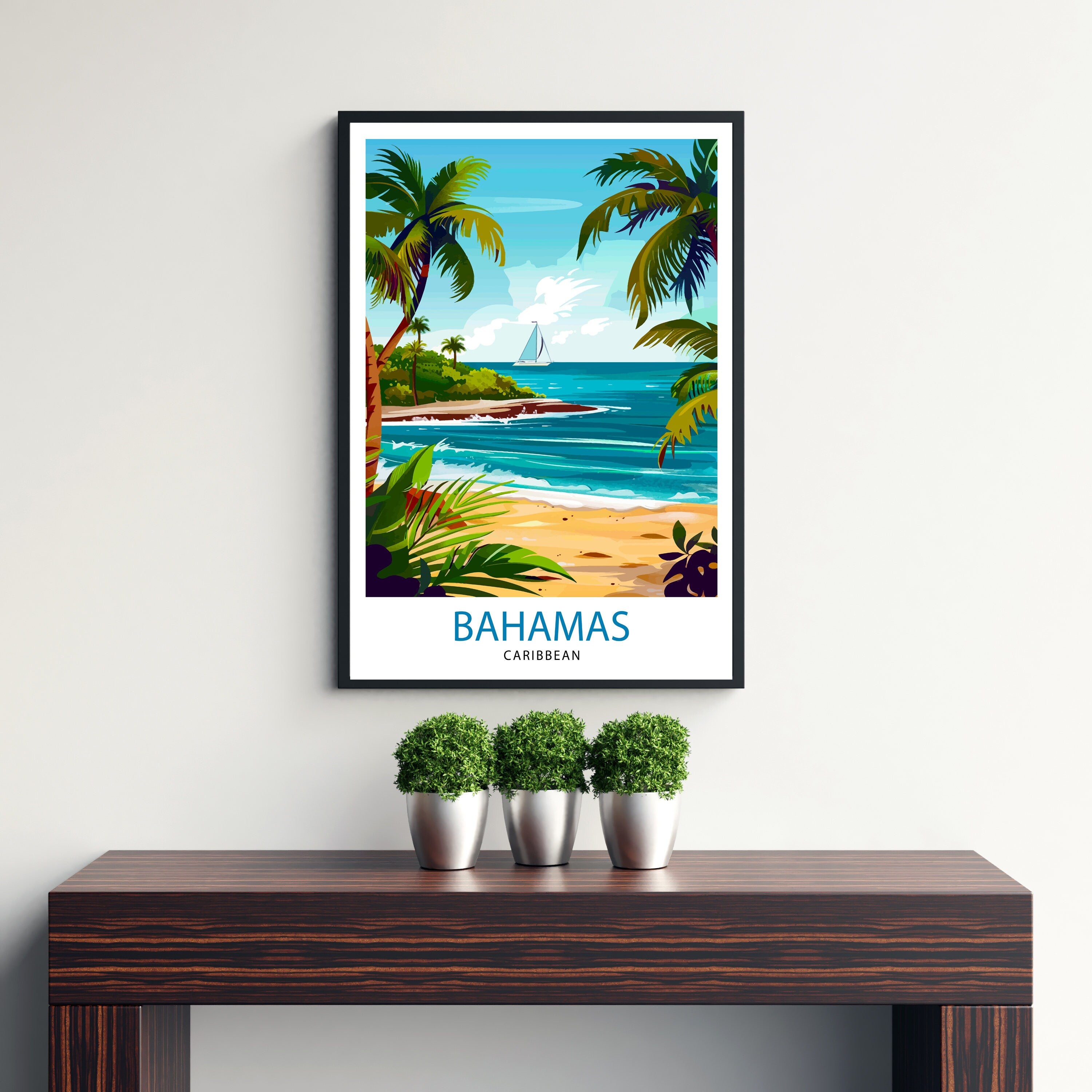 Bahamas Caribbean Travel Print Bahamas Wall Art Bahamas Home Decor Bahamas Illustration Travel Poster Bahamas Gift Caribbean Island Decor