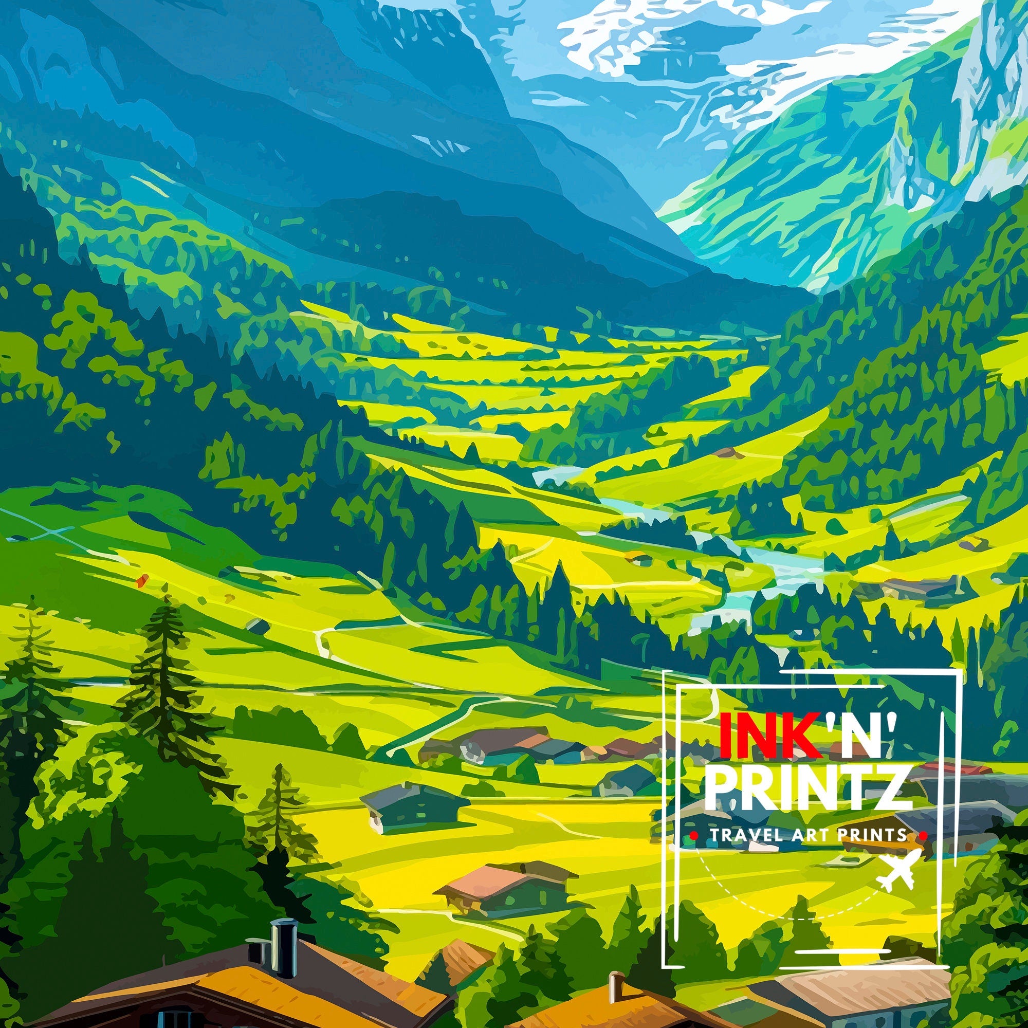 Grindelwald Switzerland Travel Print Wall Decor Wall Art Grindelwald Wall Hanging Home Décor Grindelwald Gift Art Lovers Switzerland Art