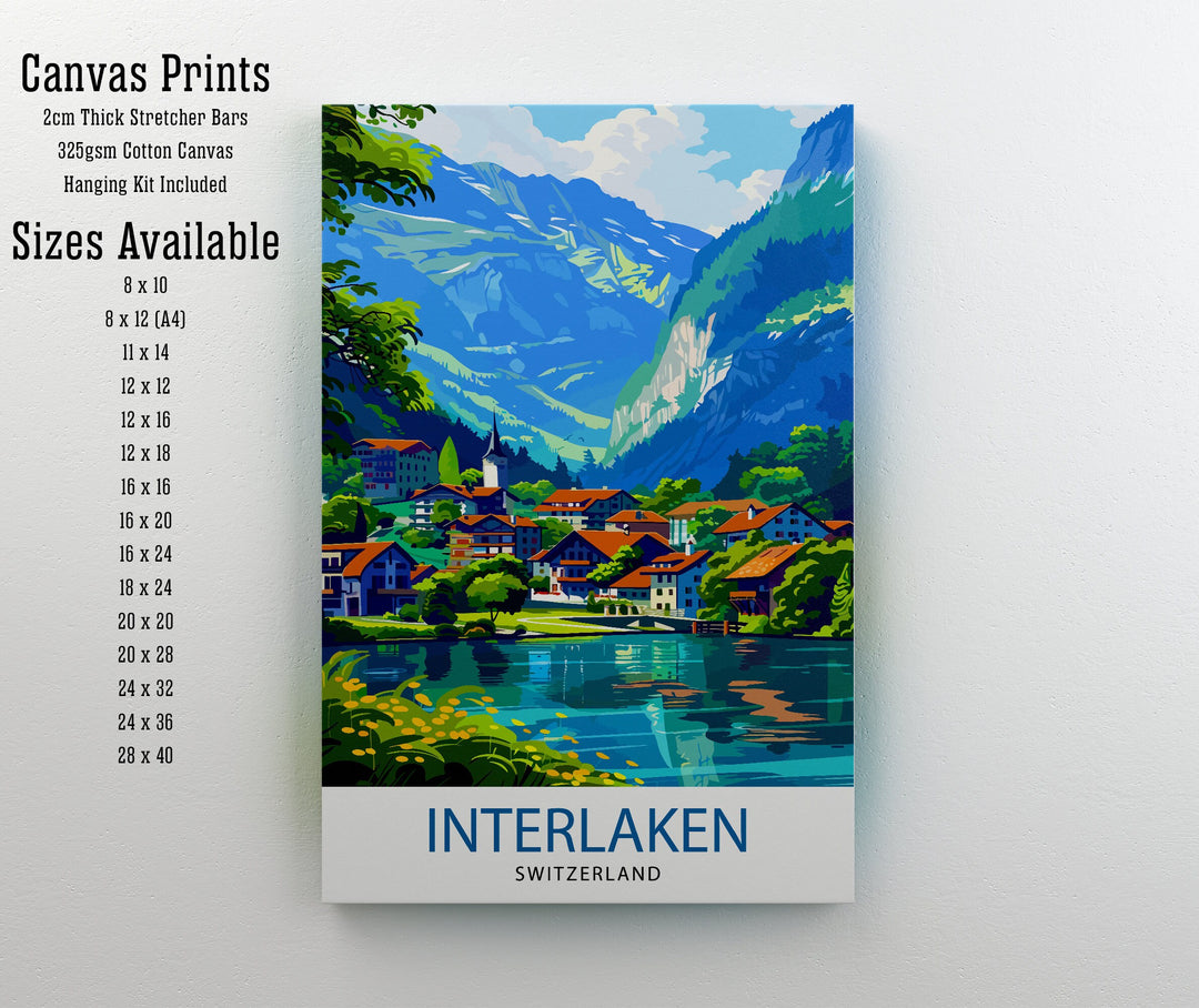 Interlaken Switzerland Travel Print Interlaken Wall Decor Switzerland Illustration Interlaken Travel Poster Interlaken Home Decor