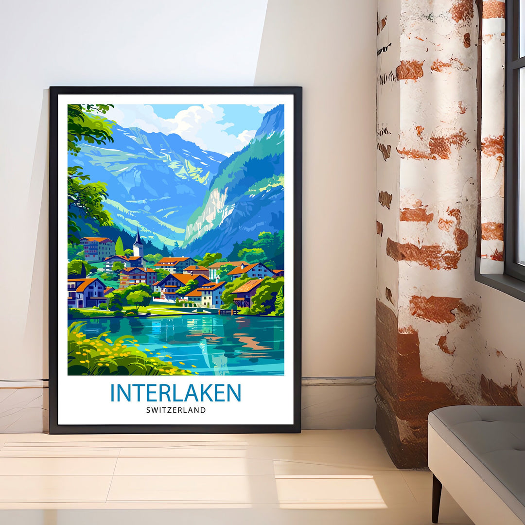 Interlaken Switzerland Travel Poster Interlaken