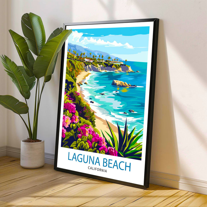 Laguna Beach California Travel Print| Laguna Beach Wall Decor Laguna Beach Home Living Decor Laguna Beach Illustration Travel Poster Gift