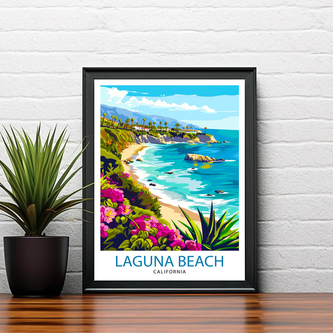 Laguna Beach California Travel Print| Laguna Beach Wall Decor Laguna Beach Home Living Decor Laguna Beach Illustration Travel Poster Gift