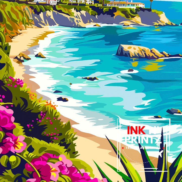 Laguna Beach California Travel Print| Laguna Beach Wall Decor Laguna Beach Home Living Decor Laguna Beach Illustration Travel Poster Gift