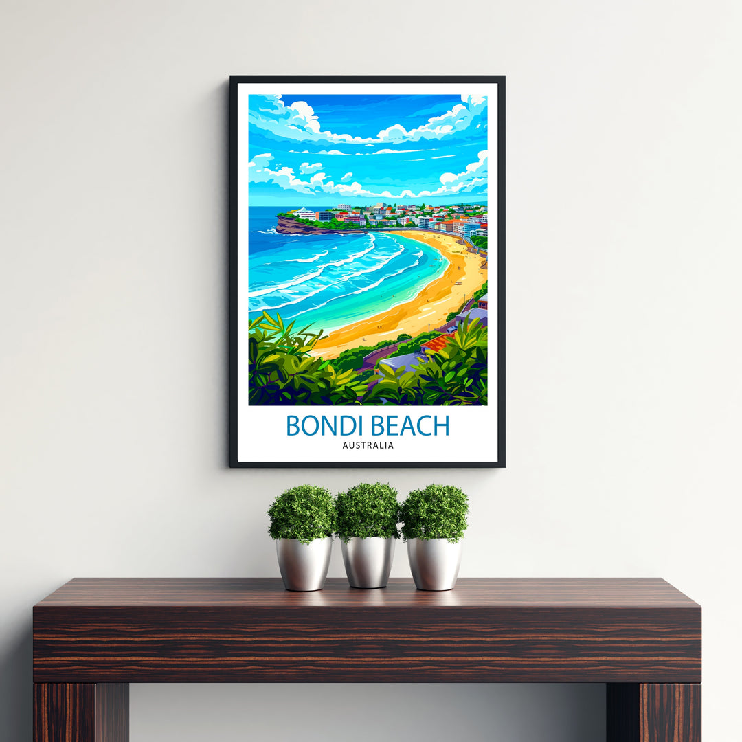 Bondi Beach Sydney Travel Print Wall Decor Wall Art Bondi Beach Wall Hanging Home Décor Bondi Beach Gift Art Lovers Australia Art Lover Gift