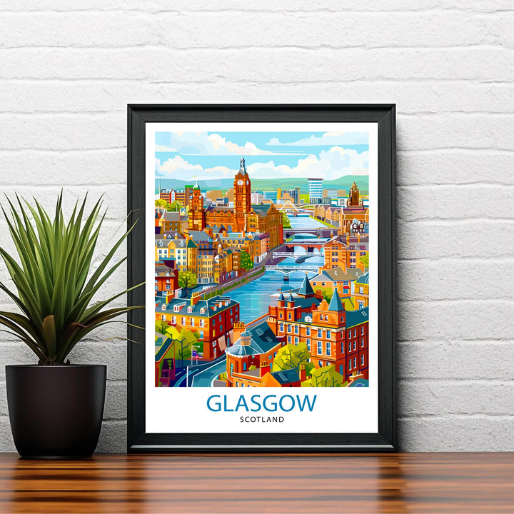 Glasgow Scotland Travel Print Wall Decor Wall Art Glasgow Wall Hanging Home Décor Glasgow Gift Art Lovers Scotland Art Lover Gift Print Art