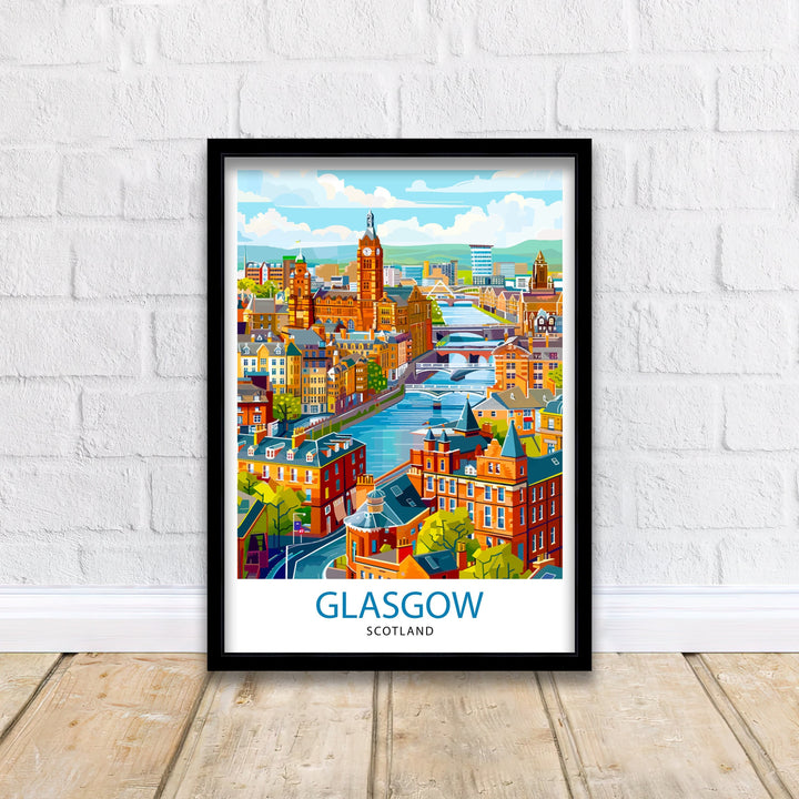 Glasgow Scotland Travel Print Wall Decor Wall Art Glasgow Wall Hanging Home Décor Glasgow Gift Art Lovers Scotland Art Lover Gift Print Art