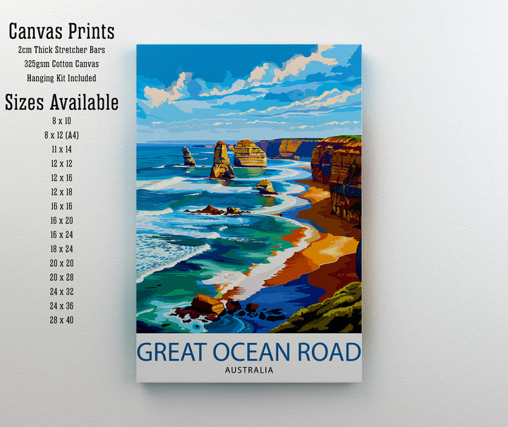 Great Ocean Road Travel Print Coastal Wall Decor Australia Road Trip Poster Scenic Travel Prints Ocean Art Print Beach Illustration