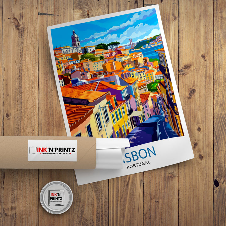 Lisbon Portugal Travel Print Wall Decor Lisbon Poster Portugal Travel Prints Lisbon Art Print Lisbon Illustration Lisbon Wall Art