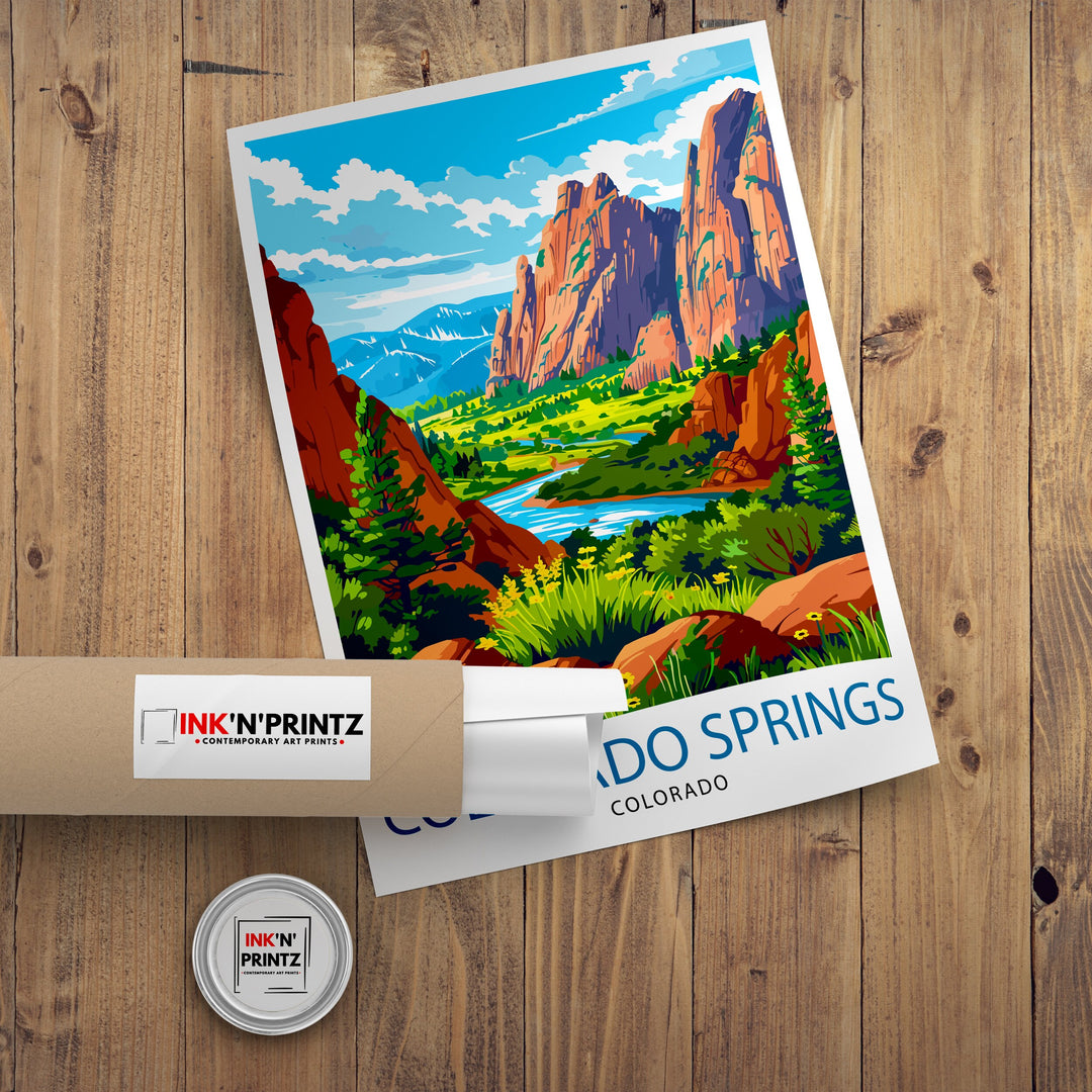 Colorado Springs Colorado Travel Print Wall Decor Wall Art Colorado Springs Wall Hanging Home Décor Colorado Springs Gift Art Lovers