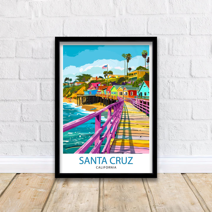 Santa Cruz California Travel Poster Wall Art, Home Decor Santa Cruz Illustration Travel Poster Gift for Santa Cruz California Home Decor