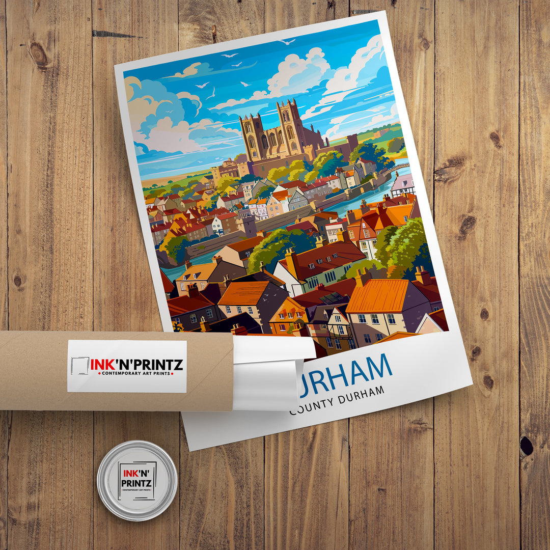 Durham England Travel Print Wall Decor Wall Art Durham Wall Hanging Home Décor Durham Gift Art Lovers UK Art Lover Gift Print Art