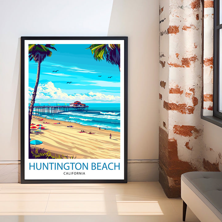 Huntington Beach California Travel Print Wall Decor Wall Art Huntington Beach Wall Hanging Home Décor Huntington Beach Gift Art