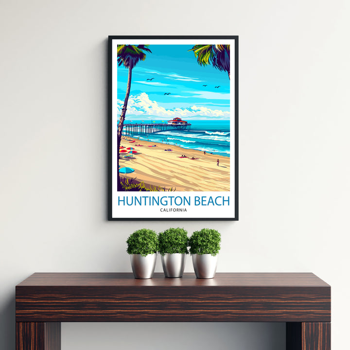 Huntington Beach California Travel Print Wall Decor Wall Art Huntington Beach Wall Hanging Home Décor Huntington Beach Gift Art