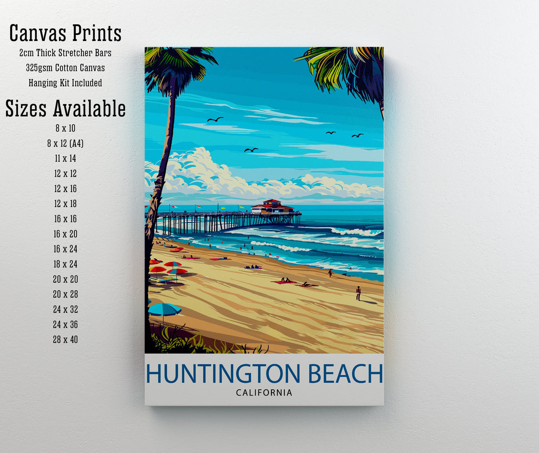 Huntington Beach California Travel Print Wall Decor Wall Art Huntington Beach Wall Hanging Home Décor Huntington Beach Gift Art