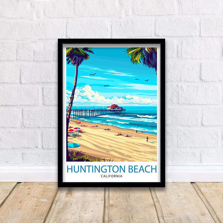 Huntington Beach California Travel Print Wall Decor Wall Art Huntington Beach Wall Hanging Home Décor Huntington Beach Gift Art