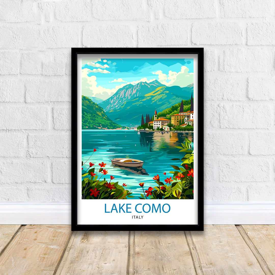 Lake Como Italy Travel Print Wall Decor Home Living Decor Italy Illustration Travel Poster Gift For Italy Home Decor