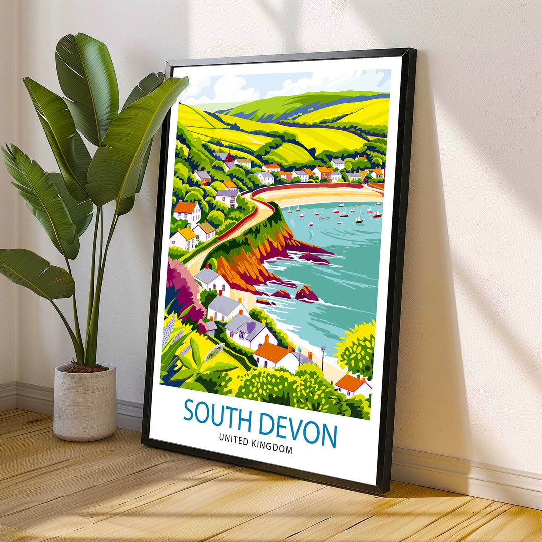 Devon Travel Print Devon Wall Decor Devon Home Living Decor Devon Illustration Travel Poster Gift for Devon UK Home Decor