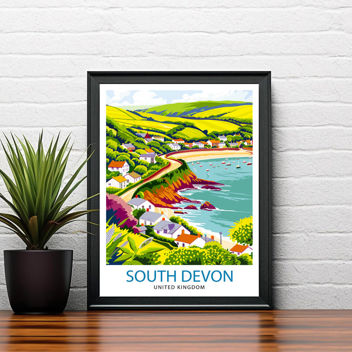 Devon Travel Print Devon Wall Decor Devon Home Living Decor Devon Illustration Travel Poster Gift for Devon UK Home Decor