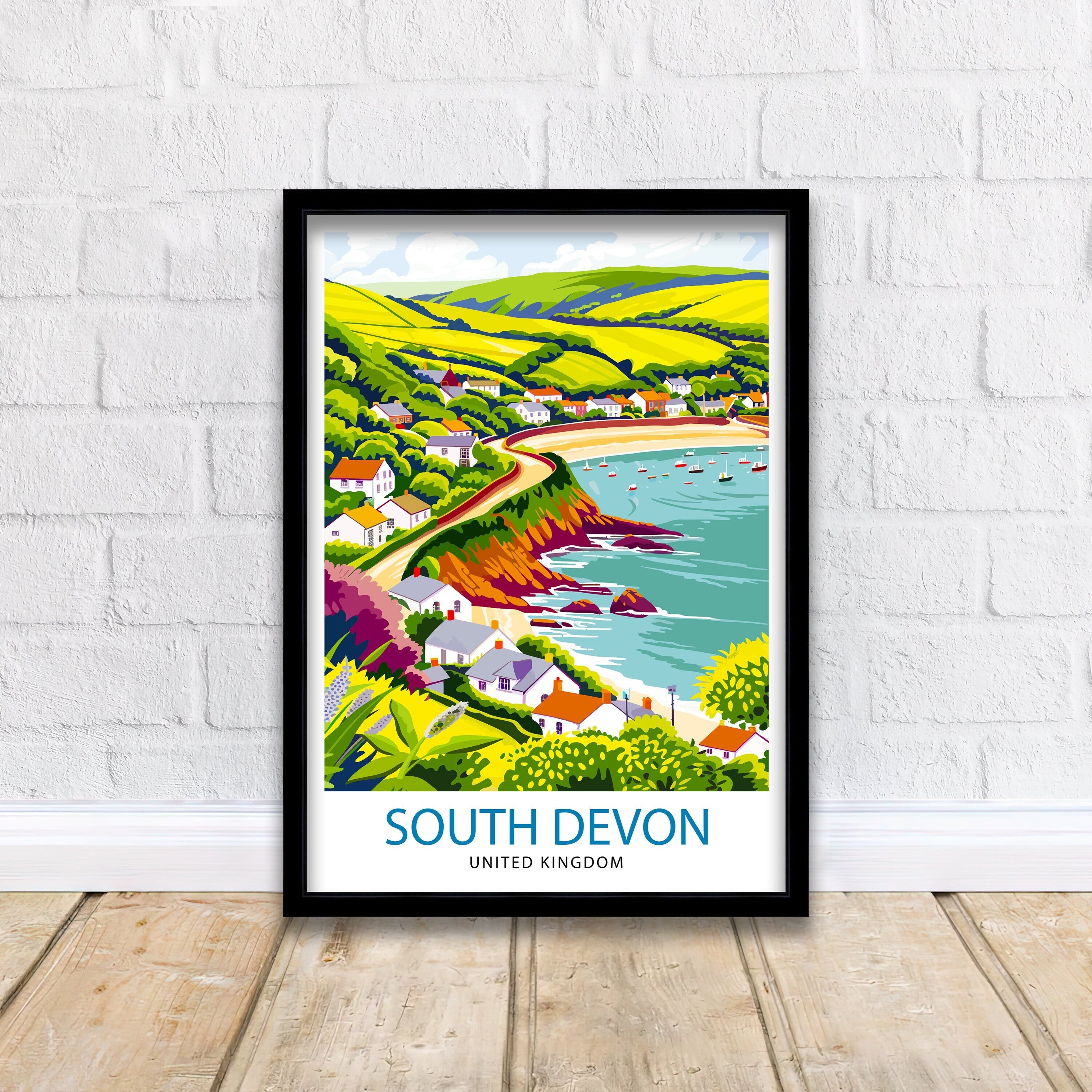 Devon Travel Print Devon Wall Decor Devon Home Living Decor Devon Illustration Travel Poster Gift for Devon UK Home Decor