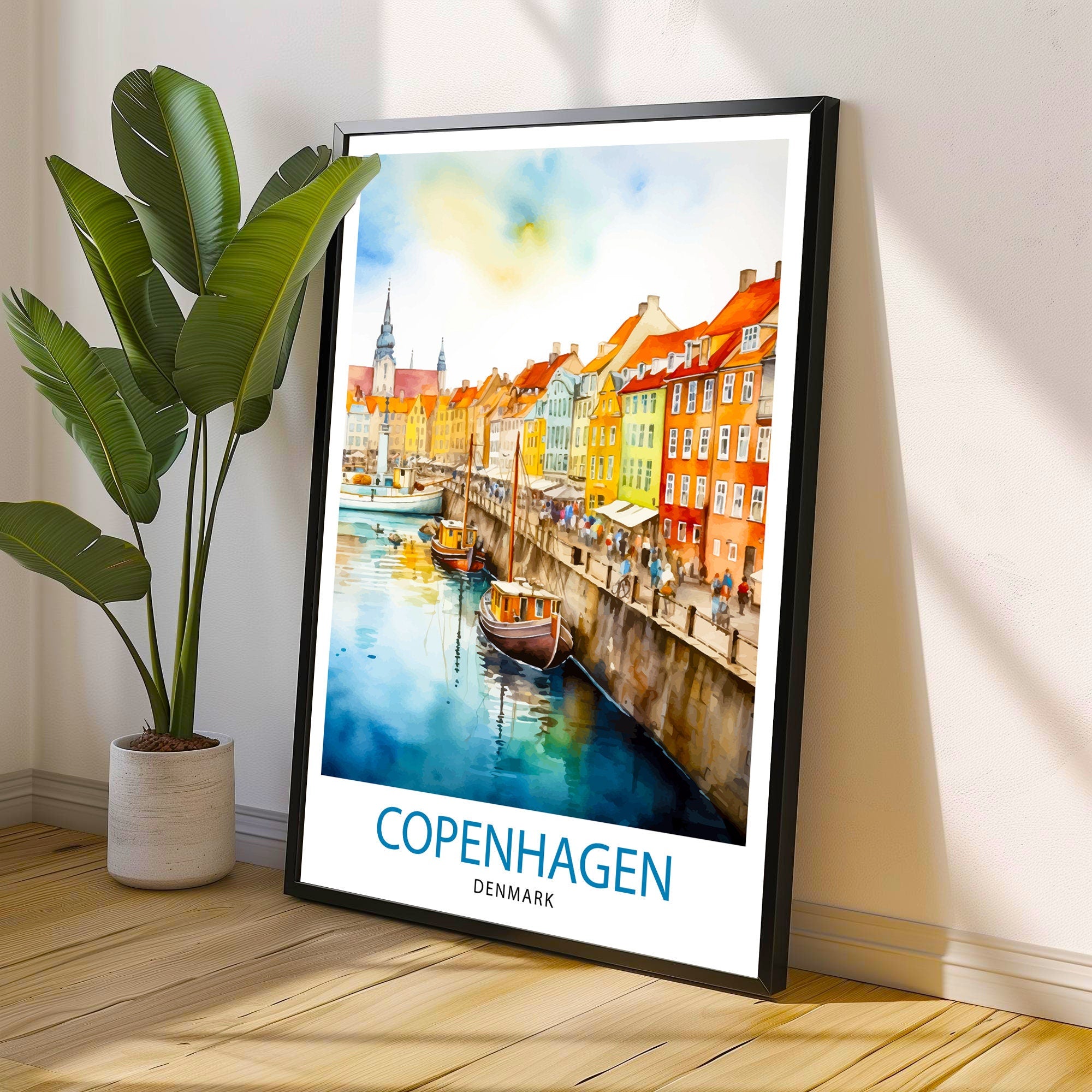 Copenhagen Denmark Travel Print Wall Decor Wall Art Copenhagen Wall Hanging Home Décor Copenhagen Gift Art Lovers Denmark Art Lover Gift