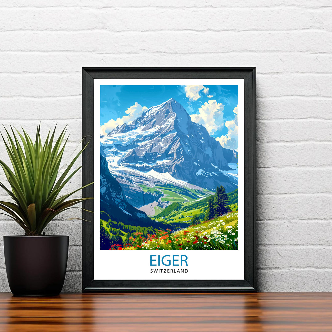 Eiger Mountain Switzerland Travel Print Wall Decor Wall Art Eiger Mountain Wall Hanging Home Décor Eiger Mountain Gift Art Lovers