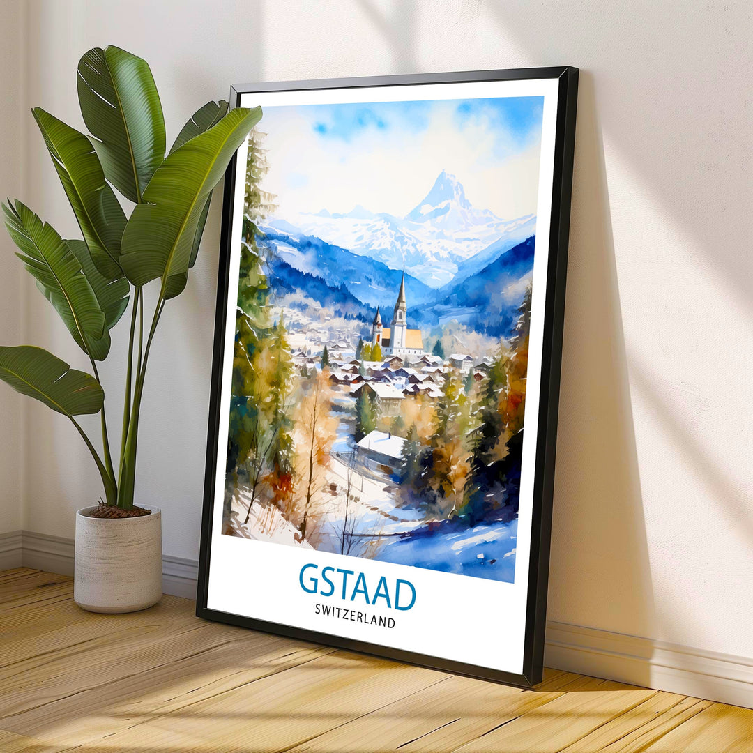 Gstaad Switzerland Travel Print Wall Decor Wall Art Gstaad Wall Hanging Home Décor Gstaad Gift Art Lovers Switzerland Art Lover
